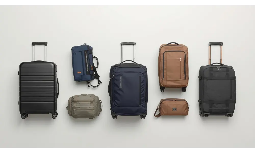 Europe packing list-picture of different carry on luggage that feet most airline policies.