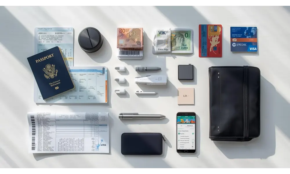 Europe packing list-picture of travel essentials that everyone needs when traveling to Europe