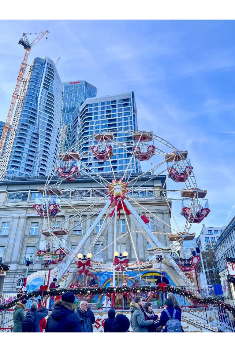 Festive wheel ride at Roßmarkt funfair near Frankfurt Christmas Market 2025