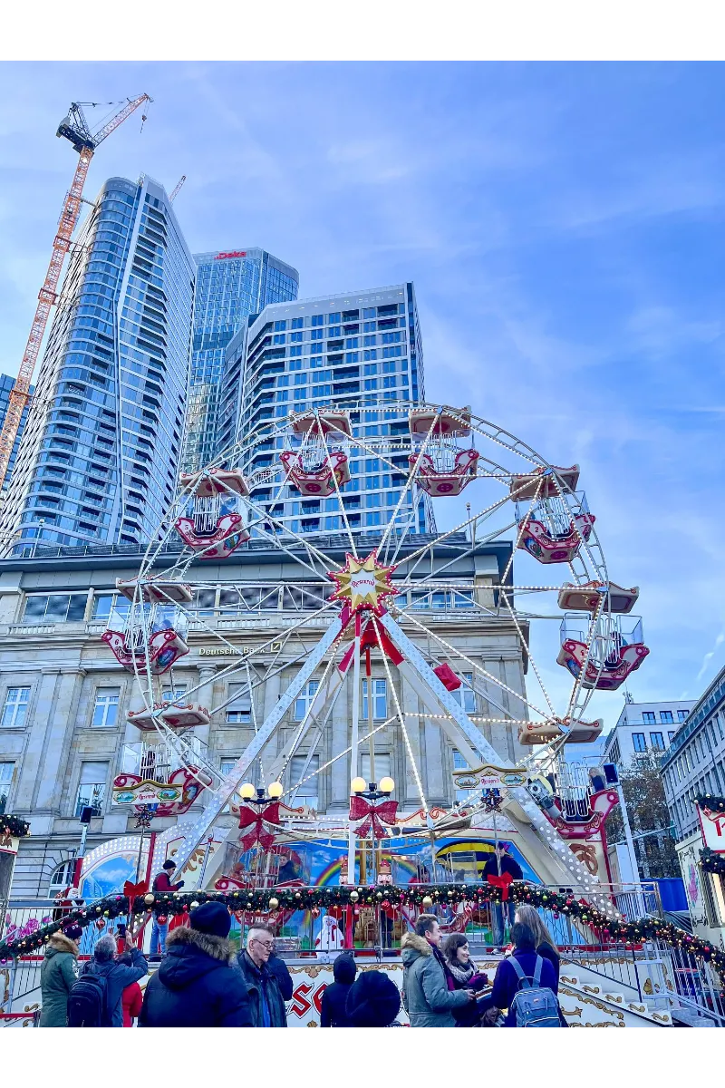 Festive wheel ride at Roßmarkt funfair near Frankfurt Christmas Market 2025