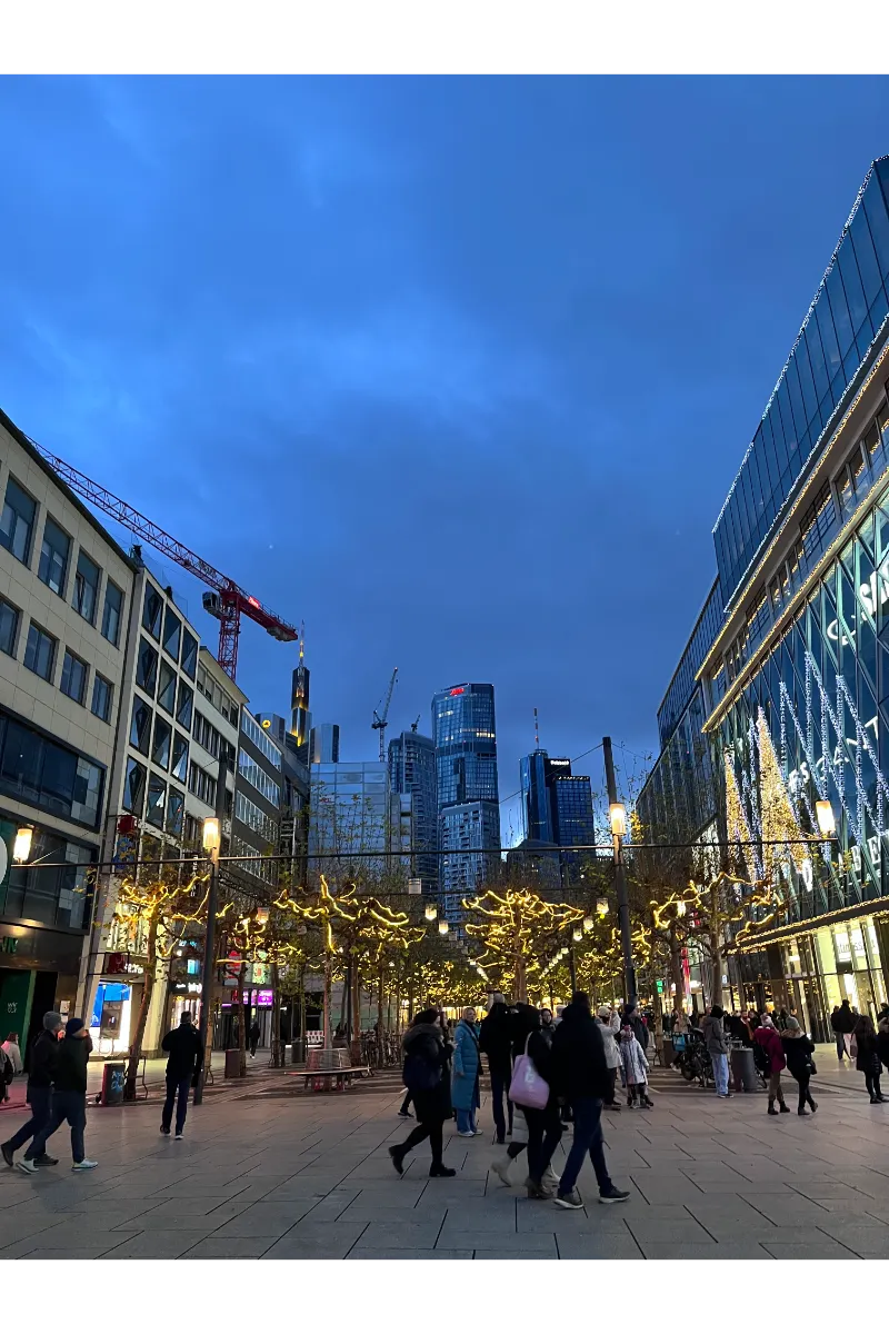 Frankfurt Christmas Market 2025 - Zeil Shopping Street in the evening with Christmas lights