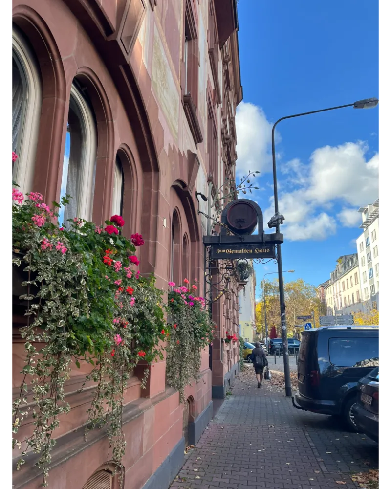 Historic Sachsenhausen neighborhood in Frankfurt, known for old streets and local taverns.